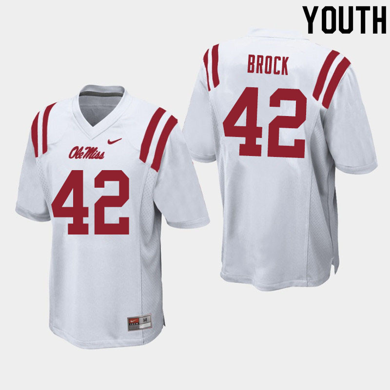Youth #42 Brooks Brock Ole Miss Rebels College Football Jerseys Sale-White